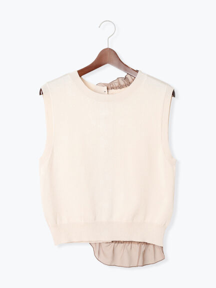 シフォンフリルニットベスト(グレー/ブラック/ベージュ)|Te chichi(テチチ)通販