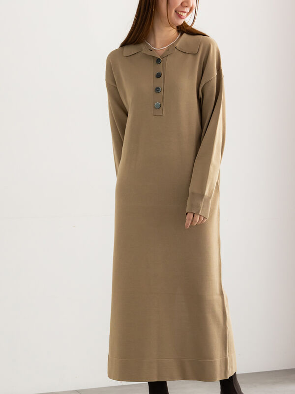 ニットポロワンピース《2025Autumn catalog vol.2 item》(ベージュ)|Te chichi(テチチ)通販