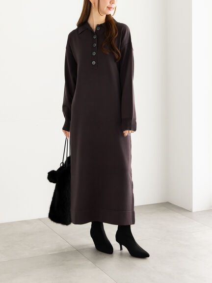 ニットポロワンピース《2025Autumn catalog vol.2 item》(チャコールグレー/ベージュ/ブルー)|Te chichi(テチチ)通販