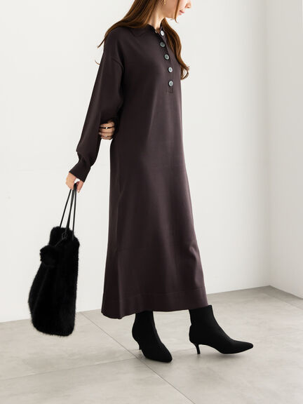 ニットポロワンピース《2025Autumn catalog vol.2 item》(チャコールグレー/ベージュ/ブルー)|Te chichi(テチチ)通販