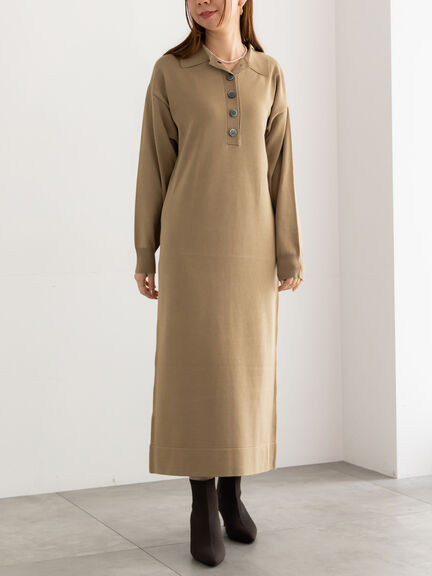 ニットポロワンピース《2025Autumn catalog vol.2 item》(チャコールグレー/ベージュ/ブルー)|Te chichi(テチチ)通販