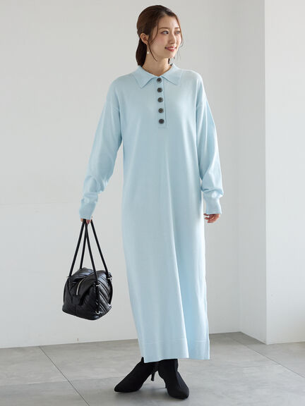 ニットポロワンピース《2025Autumn catalog vol.2 item》(チャコールグレー/ベージュ/ブルー)|Te chichi(テチチ)通販