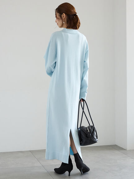 ニットポロワンピース《2025Autumn catalog vol.2 item》(チャコールグレー/ベージュ/ブルー)|Te chichi(テチチ)通販