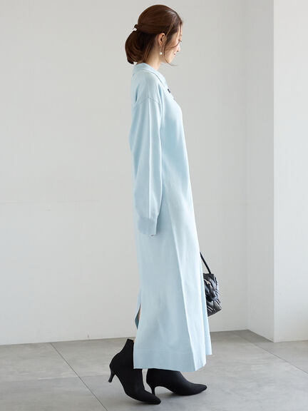 ニットポロワンピース《2025Autumn catalog vol.2 item》(チャコールグレー/ベージュ/ブルー)|Te chichi(テチチ)通販