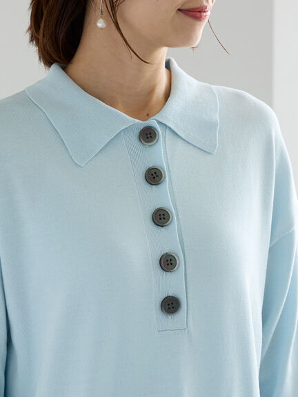 ニットポロワンピース《2025Autumn catalog vol.2 item》(チャコールグレー/ベージュ/ブルー)|Te chichi(テチチ)通販