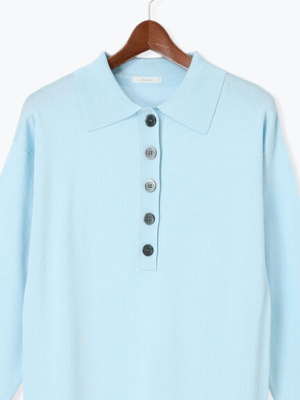 ニットポロワンピース《2025Autumn catalog vol.2 item》(チャコールグレー/ベージュ/ブルー)|Te chichi(テチチ)通販