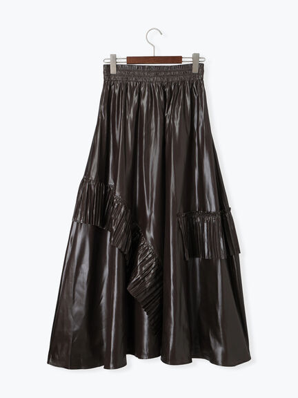 【Atelier plier】アシンメトリープリーツロングスカート(セットアップ可)《2025Autumn catalog item》(ブラウン)|Te chichi(テチチ)通販