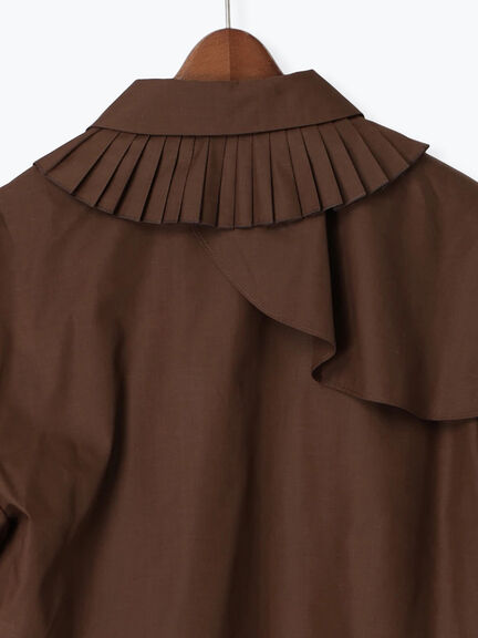 【Atelier plier】アシメプリーツフレアシャツブラウス《2025Autumn catalog item》(ブラウン)|Te chichi(テチチ)通販