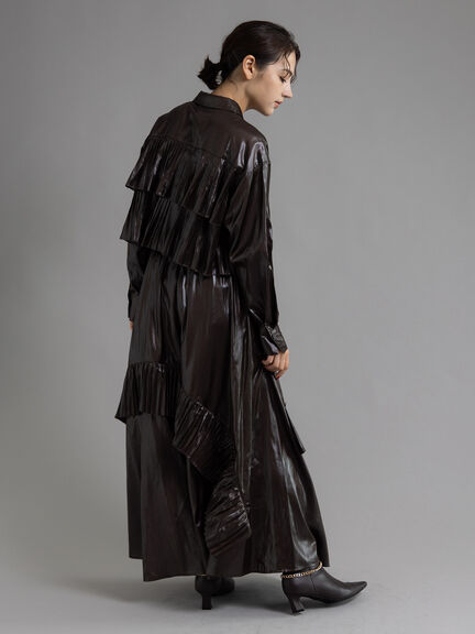 【Atelier plier】プリーツチンツ ティアードショートシャツ(セットアップ可)《2025Autumn catalog item》(ブラウン)|Te chichi(テチチ)通販