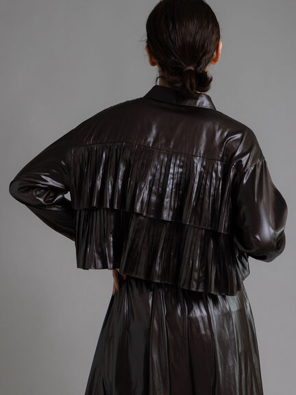 【Atelier plier】プリーツチンツ ティアードショートシャツ(セットアップ可)《2025Autumn catalog item》(ブラウン)|Te chichi(テチチ)通販