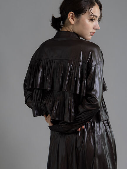 【Atelier plier】プリーツチンツ ティアードショートシャツ(セットアップ可)《2025Autumn catalog item》(ブラウン)|Te chichi(テチチ)通販