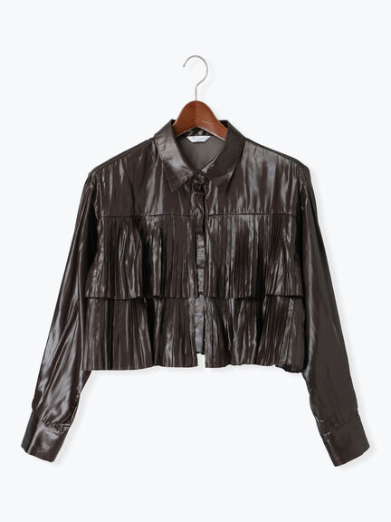 【Atelier plier】プリーツチンツ ティアードショートシャツ(セットアップ可)《2025Autumn catalog item》(ブラウン)|Te chichi(テチチ)通販