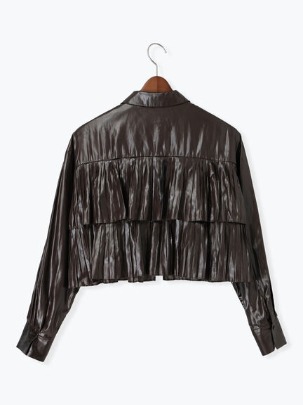 【Atelier plier】プリーツチンツ ティアードショートシャツ(セットアップ可)《2025Autumn catalog item》(ブラウン)|Te chichi(テチチ)通販