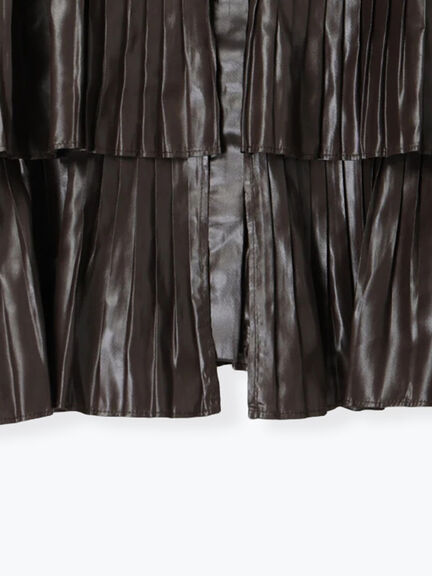 【Atelier plier】プリーツチンツ ティアードショートシャツ(セットアップ可)《2025Autumn catalog item》(ブラウン)|Te chichi(テチチ)通販