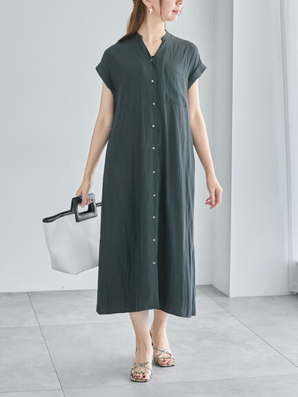 Wポケットサテンシャツワンピース(ベージュ/ブラウン/ネイビー)|Te chichi(テチチ)通販