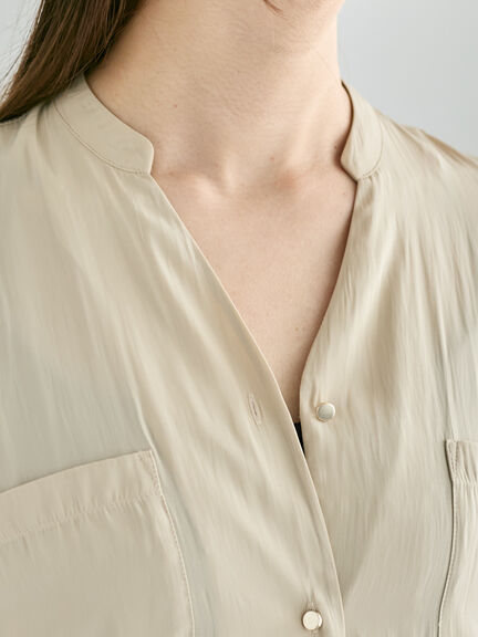 Wポケットサテンシャツワンピース(ベージュ/ブラウン/ネイビー)|Te chichi(テチチ)通販