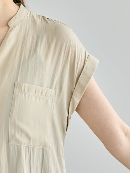 Wポケットサテンシャツワンピース(ベージュ/ブラウン/ネイビー)|Te chichi(テチチ)通販