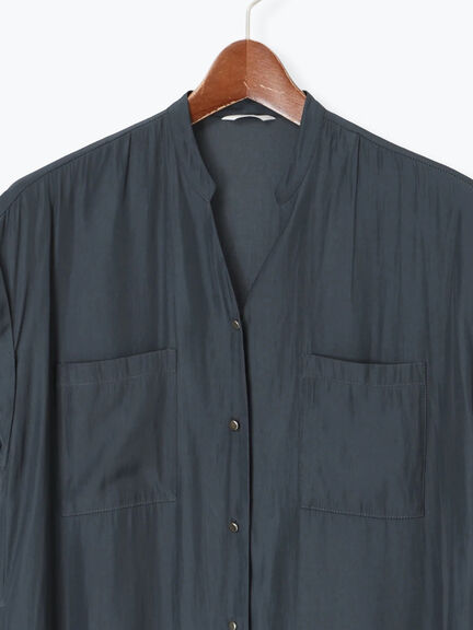 Wポケットサテンシャツワンピース(ベージュ/ブラウン/ネイビー)|Te chichi(テチチ)通販