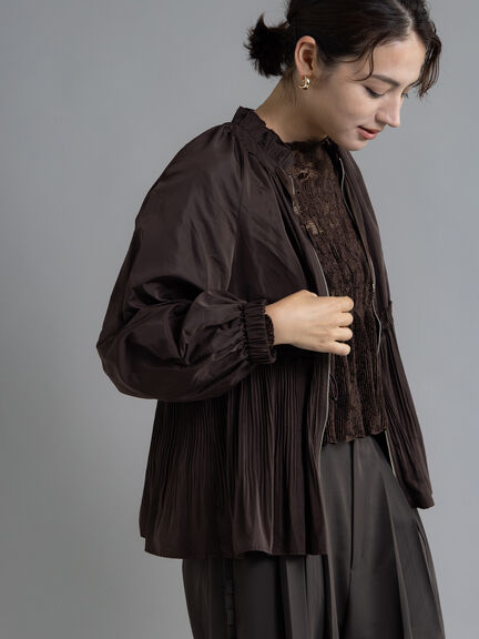 【Atelier plier】プリーツペプラムライトブルゾン《2025Autumn catalog item》(ブラウン)|Te chichi(テチチ)通販