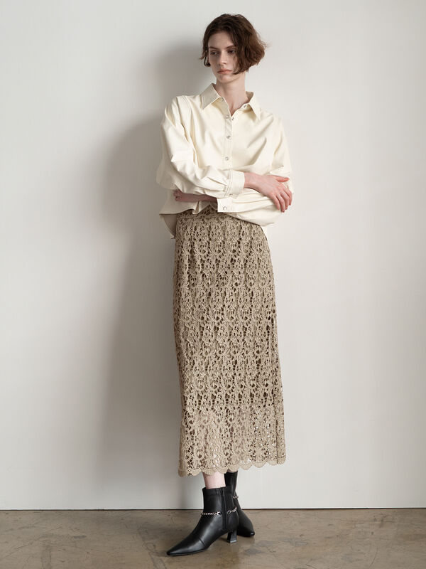 ケミカルレースナロースカート《2025Autumn catalog vol.2 item》(ベージュ)|Te chichi(テチチ)通販