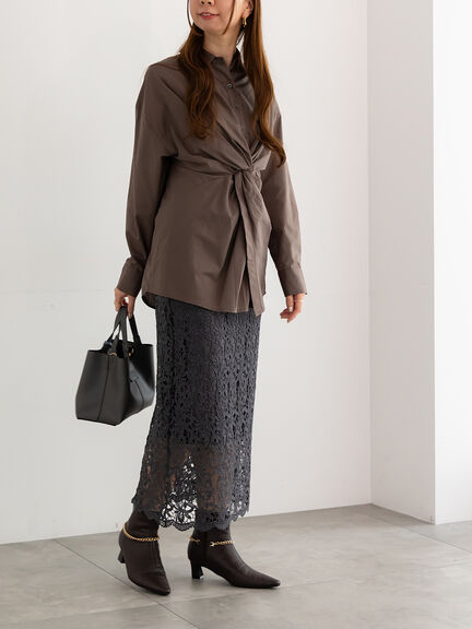 ケミカルレースナロースカート《2025Autumn catalog vol.2 item》(チャコールグレー/ベージュ/グリーン)|Te chichi(テチチ)通販