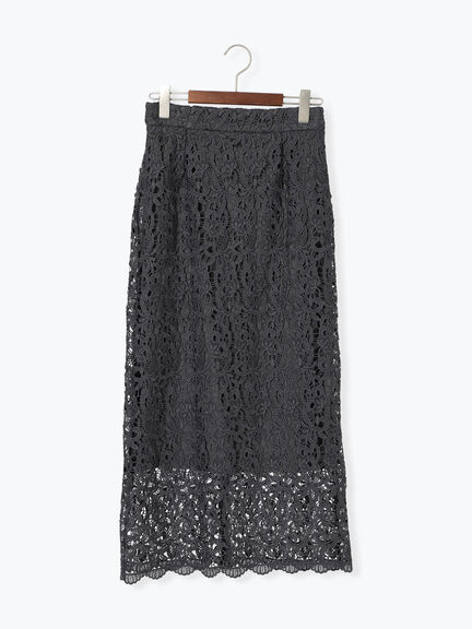 ケミカルレースナロースカート《2025Autumn catalog vol.2 item》(チャコールグレー/ベージュ/グリーン)|Te chichi(テチチ)通販