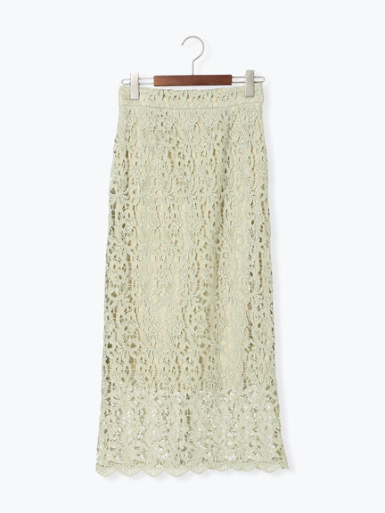 ケミカルレースナロースカート《2025Autumn catalog vol.2 item》(チャコールグレー/ベージュ/グリーン)|Te chichi(テチチ)通販