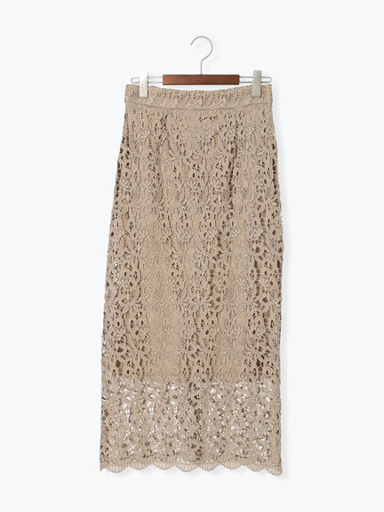 ケミカルレースナロースカート《2025Autumn catalog vol.2 item》(チャコールグレー/ベージュ/グリーン)|Te chichi(テチチ)通販