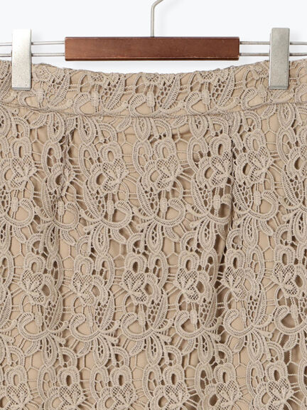 ケミカルレースナロースカート《2025Autumn catalog vol.2 item》(チャコールグレー/ベージュ/グリーン)|Te chichi(テチチ)通販