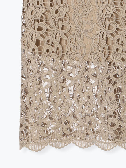 ケミカルレースナロースカート《2025Autumn catalog vol.2 item》(チャコールグレー/ベージュ/グリーン)|Te chichi(テチチ)通販