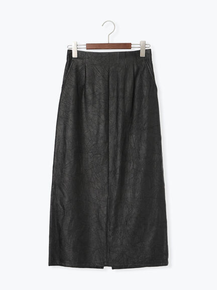 クラックレザーライクナロースカート(ブラック/ブラウン)|Te chichi(テチチ)通販