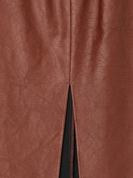 クラックレザーライクナロースカート(ブラック/ブラウン)|Te chichi(テチチ)通販