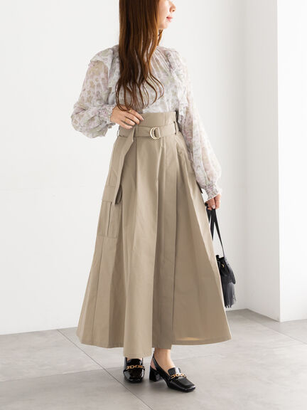 フラワーパターンシアーフリルブラウス(カーキ/ブルー)|Te chichi(テチチ)通販