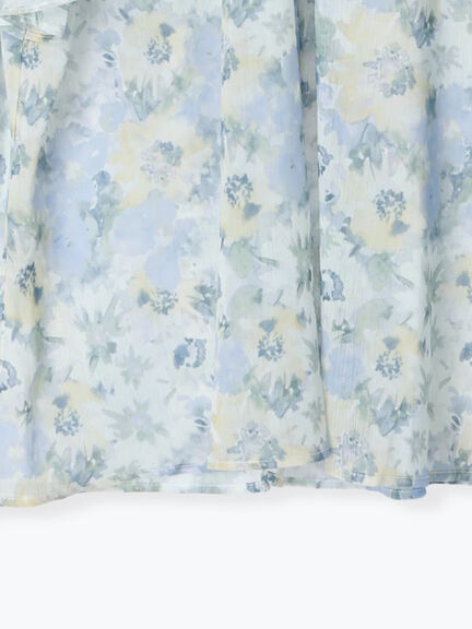 フラワーパターンシアーフリルブラウス(カーキ/ブルー)|Te chichi(テチチ)通販