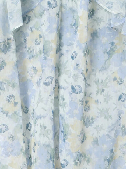 フラワーパターンシアーフリルブラウス(カーキ/ブルー)|Te chichi(テチチ)通販