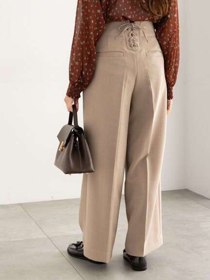 バックレースアップロングパンツ《2025Autumn catalog vol.2 item》(チャコールグレー/ベージュ)|Te chichi(テチチ)通販