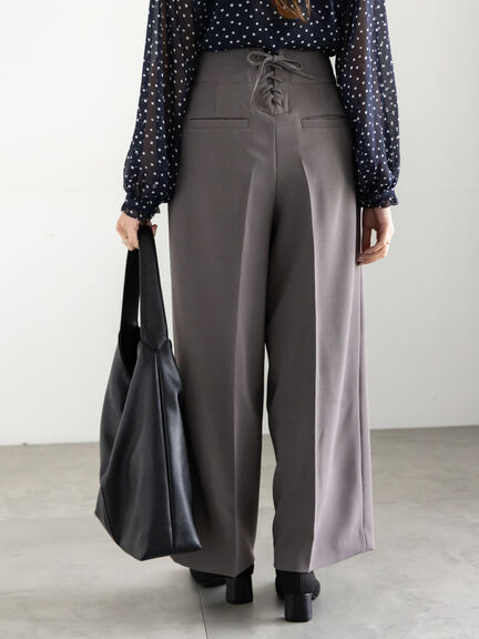 バックレースアップロングパンツ《2025Autumn catalog vol.2 item》(チャコールグレー/ベージュ)|Te chichi(テチチ)通販
