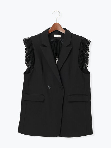 レースドッキングテーラードジレ(ブラック/ダークブラウン)|Te chichi(テチチ)通販