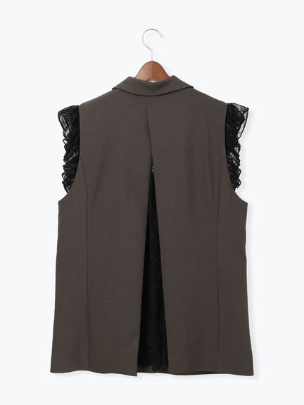 レースドッキングテーラードジレ(ブラック/ダークブラウン)|Te chichi(テチチ)通販