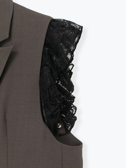 レースドッキングテーラードジレ(ブラック/ダークブラウン)|Te chichi(テチチ)通販