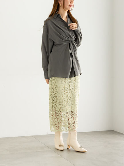 ツイストデザインシャツ《2025Autumn catalog vol.2 item》(オフホワイト/ブラウン/カーキ)|Te chichi(テチチ)通販