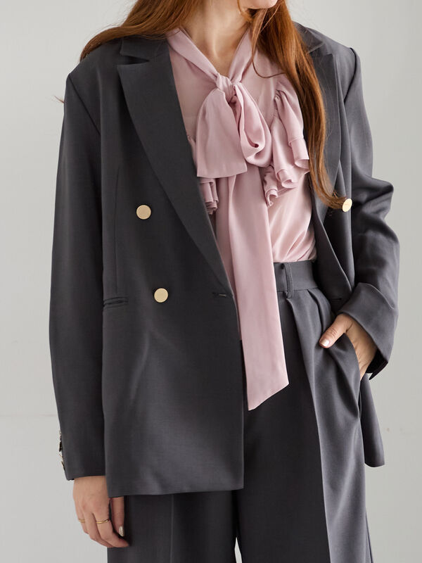 ダブルブレストジャケット(セットアップ可)《2025Autumn catalog vol.2 item》(チャコールグレー)|Te chichi(テチチ)通販