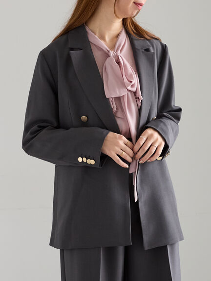 ダブルブレストジャケット(セットアップ可)《2025Autumn catalog vol.2 item》(チャコールグレー/ベージュ/ブラウン)|Te chichi(テチチ)通販