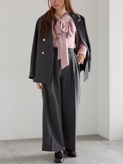 ワイドスラックス(セットアップ可)《2025Autumn catalog vol.2 item》(チャコールグレー/ベージュ)|Te chichi(テチチ)通販