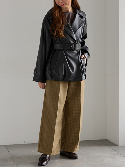 ワイドスラックス(セットアップ可)《2025Autumn catalog vol.2 item》(チャコールグレー/ベージュ)|Te chichi(テチチ)通販