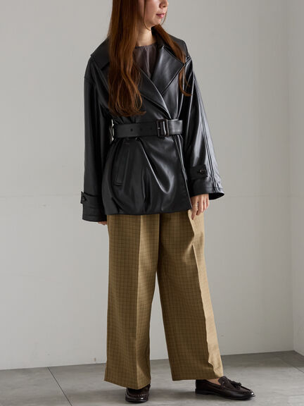 ワイドスラックス(セットアップ可)《2025Autumn catalog vol.2 item》(チャコールグレー/ベージュ)|Te chichi(テチチ)通販