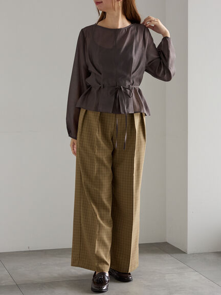 ワイドスラックス(セットアップ可)《2025Autumn catalog vol.2 item》(チャコールグレー/ベージュ)|Te chichi(テチチ)通販