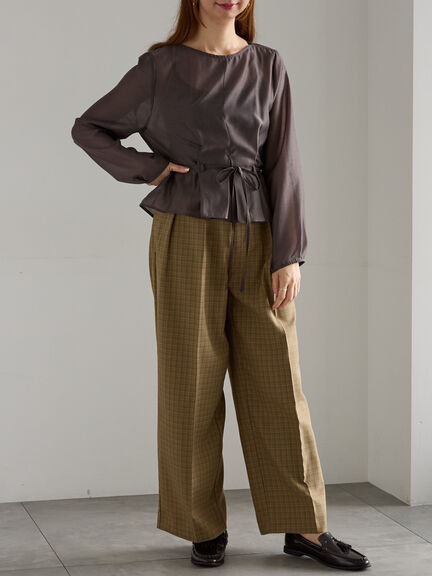 ワイドスラックス(セットアップ可)《2025Autumn catalog vol.2 item》(チャコールグレー/ベージュ)|Te chichi(テチチ)通販