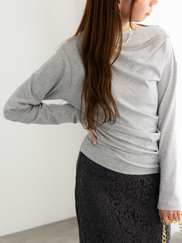 スムースアシメロングスリーブプルオーバー《2025Autumn catalog vol.2 item》(グレー)|Te chichi(テチチ)通販