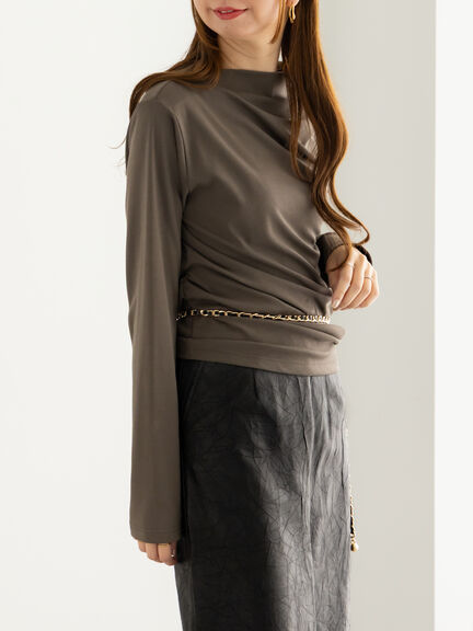 スムースアシメロングスリーブプルオーバー《2025Autumn catalog vol.2 item》(グレー/ピンク/カーキ)|Te chichi(テチチ)通販